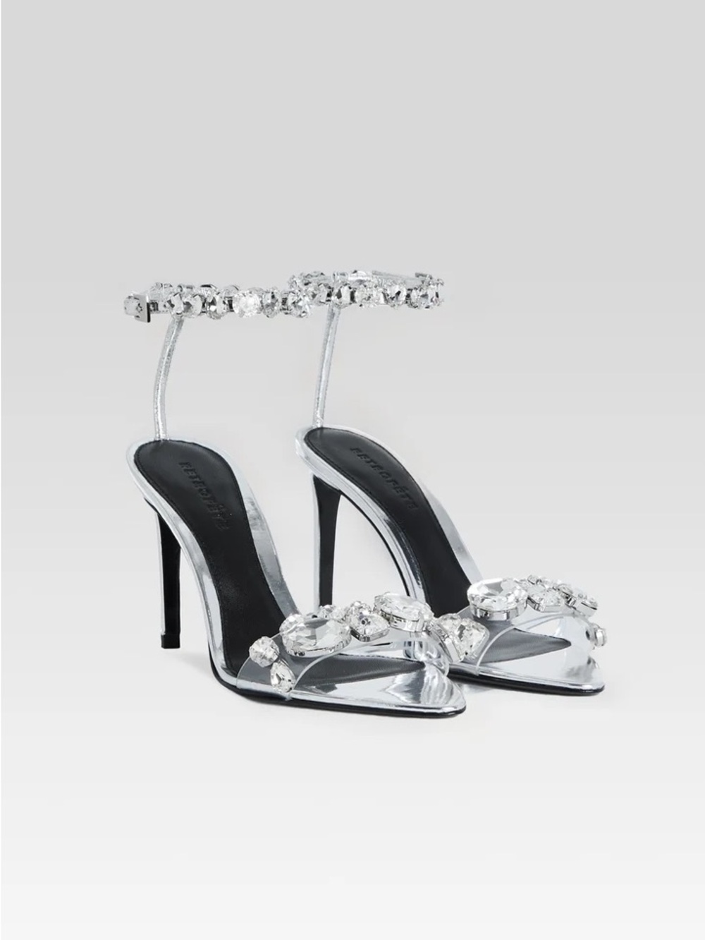 retrofete Hanna Gemstone Sandal Silver Womens Size 37.5 US 7.5